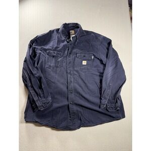 Carhartt FRS160 DNY Navy Flame Resistant Long Sleeve Work Shirt Size 2XL
